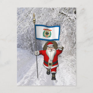 Cartes Pour Fêtes Annuelles Santa Claus With Ensign Of West Virginia
