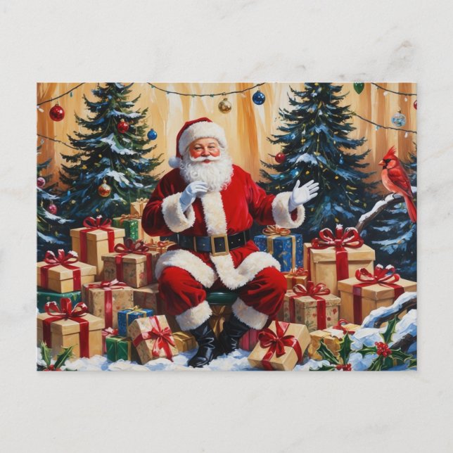 Cartes Pour Fêtes Annuelles Santa Clause avec cadeaux de Noël (Devant)