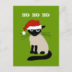 Cartes Pour Fêtes Annuelles Santa Clause de Siamese - Funny Kitty Chat Noël