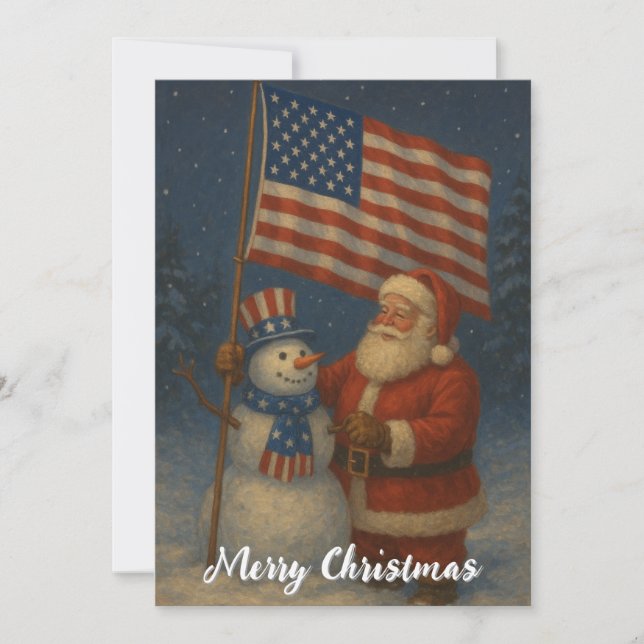 Cartes Pour Fêtes Annuelles Santa Clause with Snowman Christmas (Devant)