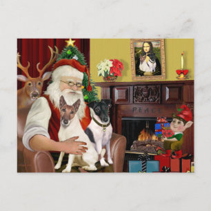 Cartes Pour Fêtes Annuelles Santa - Deux Fox-Terriers à poil lisse