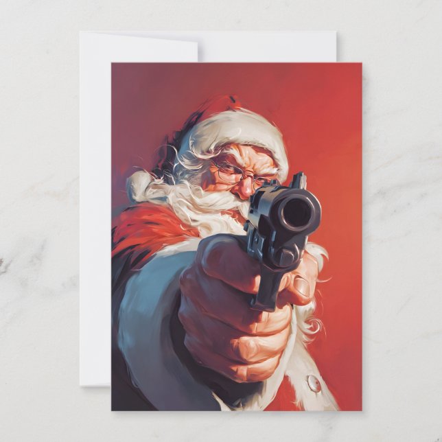 Cartes Pour Fêtes Annuelles Santa has a Gun Christmas Cards (Devant)