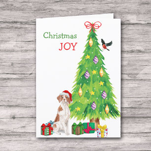 Cartes Pour Fêtes Annuelles Santa Hat Brittany Chien et Holiday Tree