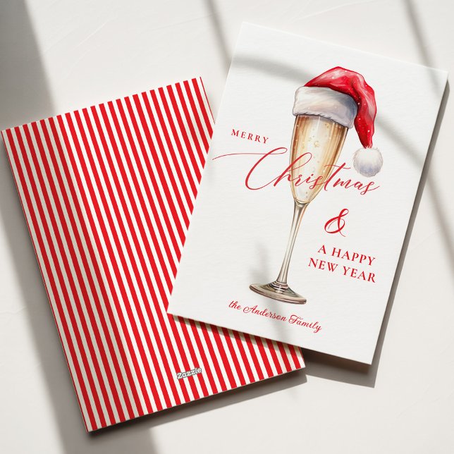 Cartes Pour Fêtes Annuelles Santa Hat Christmas & New Years Flat Holiday Card (Créateur téléchargé)