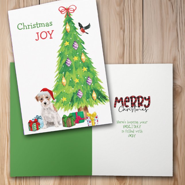 Cartes Pour Fêtes Annuelles Santa Hat Jack Russell Terrier et Holiday Tree (Créateur téléchargé)