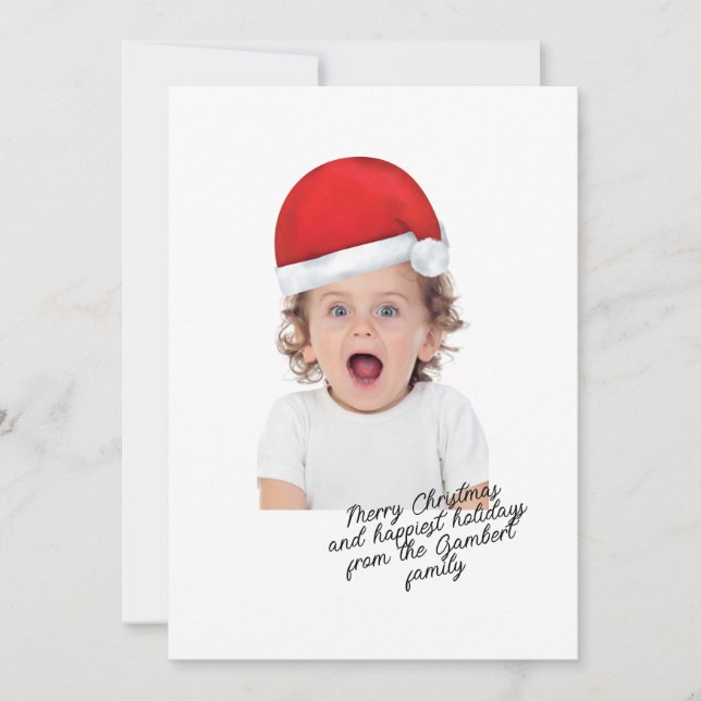 Cartes Pour Fêtes Annuelles Santa Hat Rouge Joyeux Noël Script Gai (Devant)