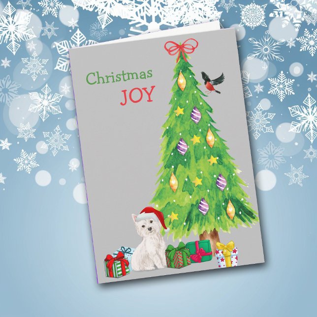 Cartes Pour Fêtes Annuelles Santa Hat Westie et Holiday Tree (Créateur téléchargé)