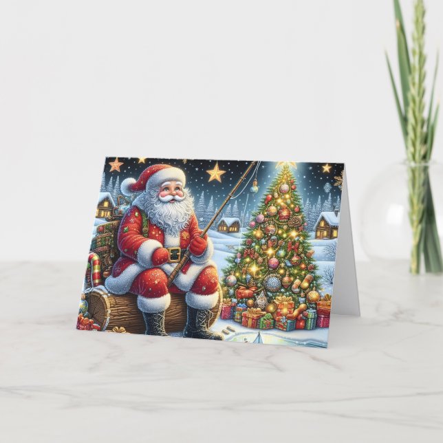 Cartes Pour Fêtes Annuelles Santa Ice Fishing Christmas (Devant)