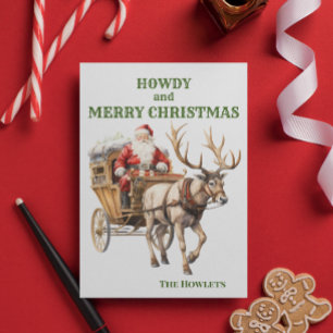 Cartes Pour Fêtes Annuelles Santa Noël de Cowboy Occidental de Vacances