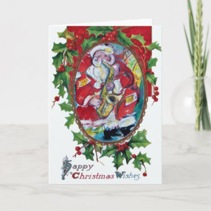 CARTES POUR FÊTES ANNUELLES SANTA & SAX, FÊTE DE NOËL