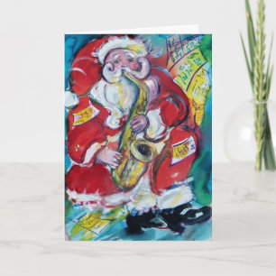 CARTES POUR FÊTES ANNUELLES SANTA & SAX, FÊTE DE NOËL