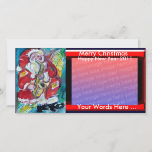 CARTES POUR FÊTES ANNUELLES SANTA & SAX, FÊTE DE NOËL