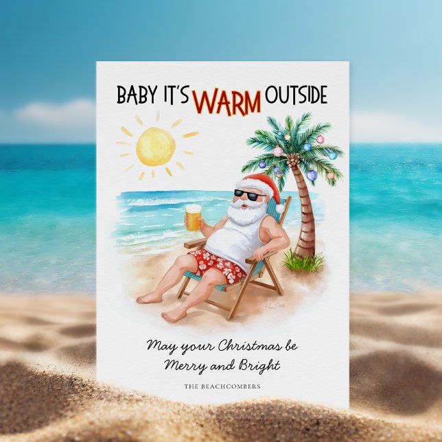 Cartes Pour Fêtes Annuelles Santa Tropical Beach Vacation Christmas (Créateur téléchargé)