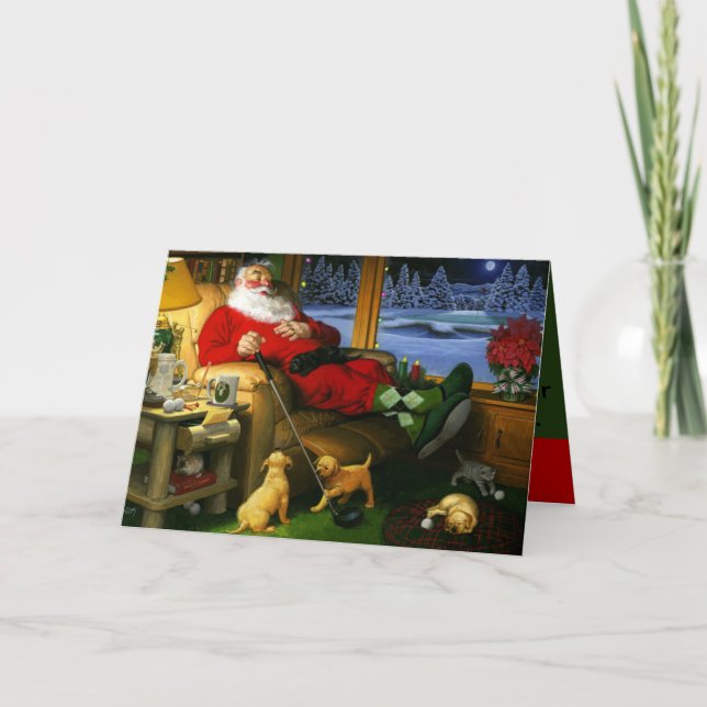 Cartes Pour Fêtes Annuelles Santa with a golf driver Christmas Card (Devant)
