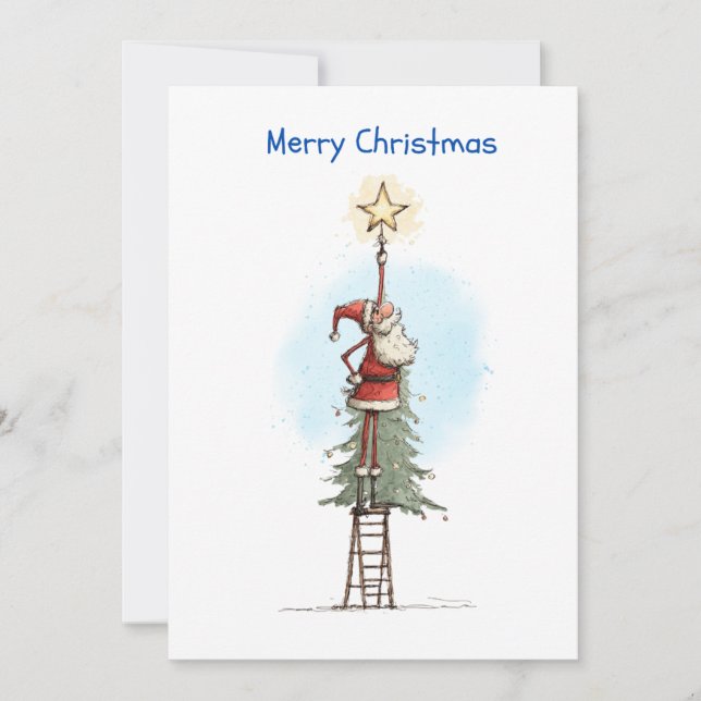 Cartes Pour Fêtes Annuelles Santa with Star (Devant)