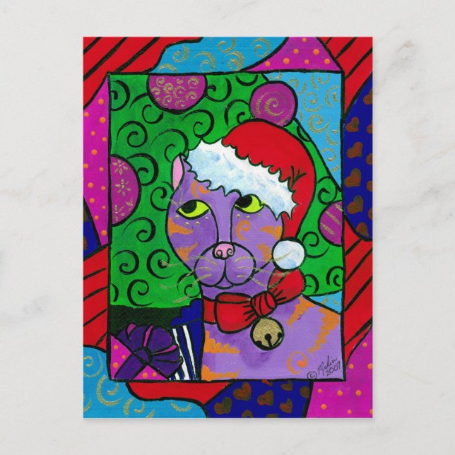 Cartes Pour Fêtes Annuelles SantaCat (Devant)