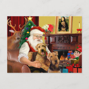 Cartes Pour Fêtes Annuelles Santas Deux Airedales