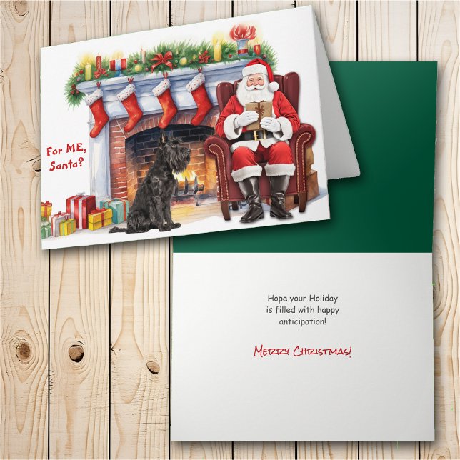 Cartes Pour Fêtes Annuelles Santa's Gift Giant Schnauzer Dog Christmas (Créateur téléchargé)