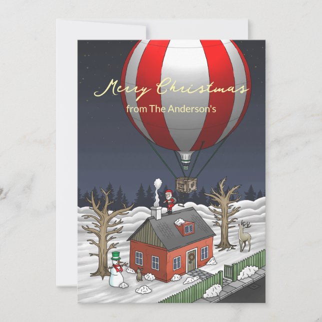 Cartes Pour Fêtes Annuelles Santa's Hot Air Balloon (Devant)