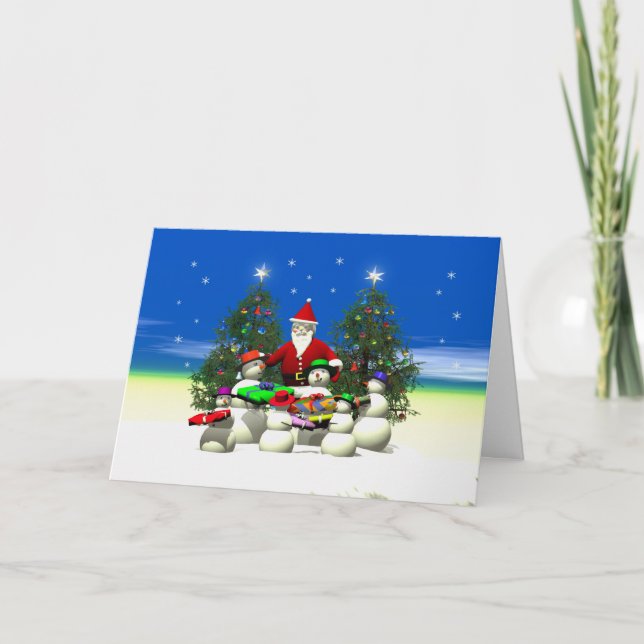 Cartes Pour Fêtes Annuelles Santas Premier arrêt à Noël (Devant)