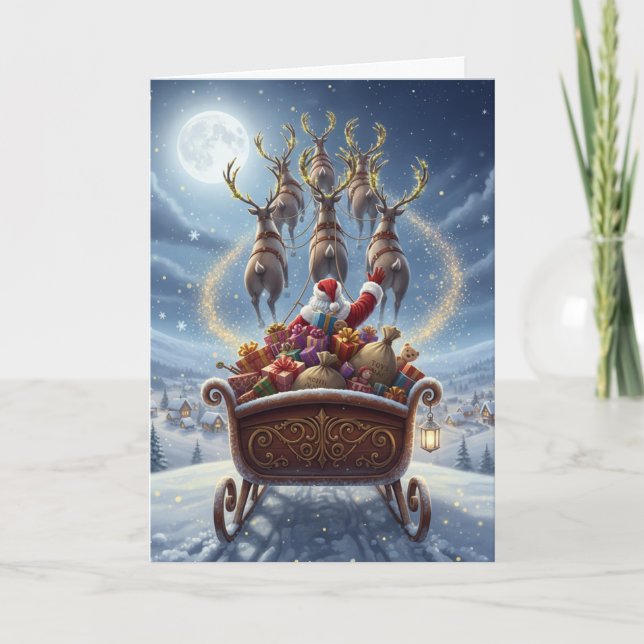 Cartes Pour Fêtes Annuelles Santa's Sleigh Ride - Christmas Greeting Card (Devant)