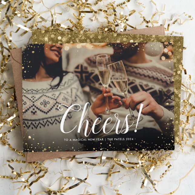 Cartes Pour Fêtes Annuelles Santé | Glitz Faux Parties scintillant photo super (Créateur téléchargé)
