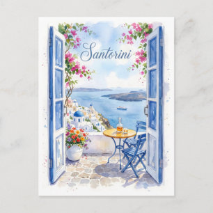 Cartes Pour Fêtes Annuelles Santorin Grèce Voyage Rétro