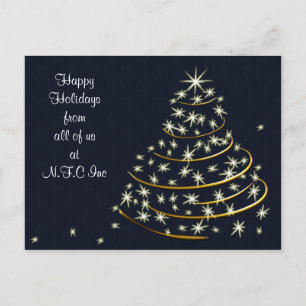 Cartes Pour Fêtes Annuelles Sapin de Noël Bleu Or Cartes de Vœux de Fêtes