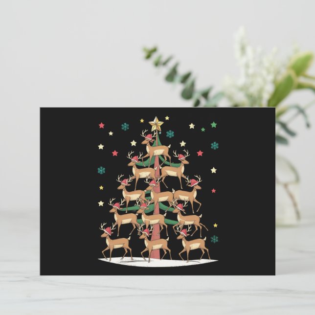 Cartes Pour Fêtes Annuelles Sapin de Noël Cerf Drôle de Vacances Renne Mignon  (Debout devant)