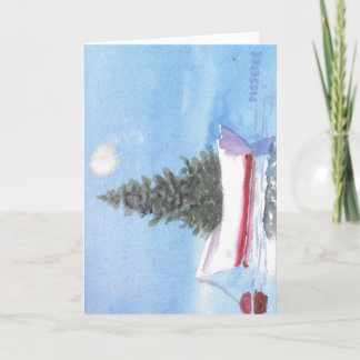 Cartes Pour Fêtes Annuelles Sapin de Noël dans un bateau à rames Dory pendant 