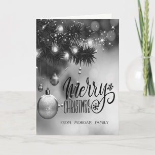 Cartes Pour Fêtes Annuelles Sapin de Noël Élégant et Stylé, Boules, Étoiles