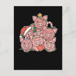 Cartes Pour Fêtes Annuelles Sapin de Noël en cochons Animaux drôles de Noël