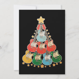 Cartes Pour Fêtes Annuelles Sapin de Noël Guitar Xmas Correspondance Famille F