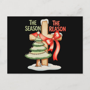 Cartes Pour Fêtes Annuelles Sapin de Noël La Saison Raison Croix Xmas Foi