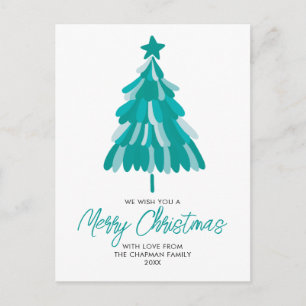 Cartes Pour Fêtes Annuelles Sapin de Noël moderne vert sarcelle d'hiver