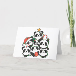 Cartes Pour Fêtes Annuelles Sapin de Noël Panda Drôle Animaux Fêtes de Noël