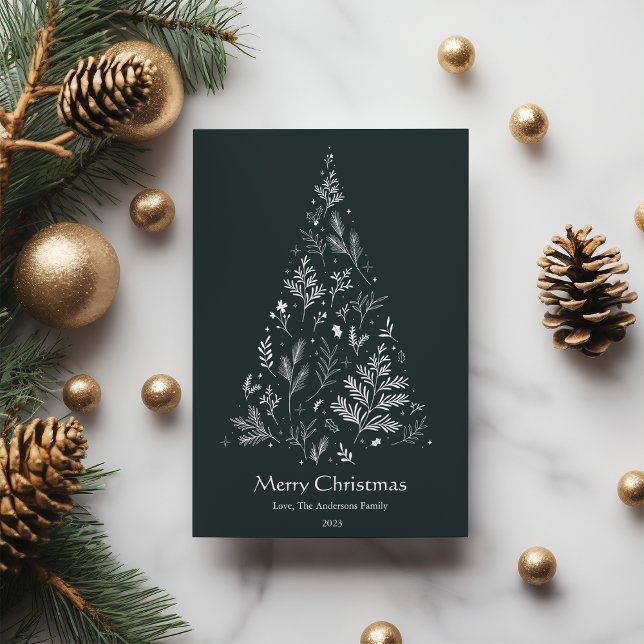 Cartes Pour Fêtes Annuelles Sapin de Noël sombre élégant d'hiver (Créateur téléchargé)