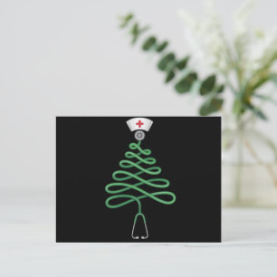Cartes Pour Fêtes Annuelles Sapin de Noël Stéthoscope Infirmière Tenue de bloc