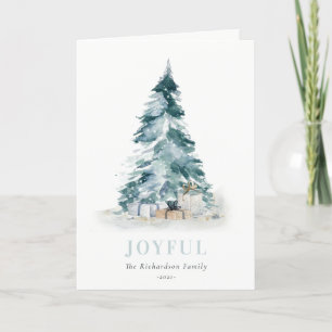 Cartes Pour Fêtes Annuelles Sapins de Noël Cadeaux Aquarelle Neige Joyeuse