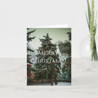 Cartes Pour Fêtes Annuelles Sapins de Noël décorés de guirlandes 