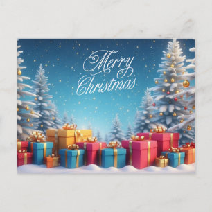 Cartes Pour Fêtes Annuelles Sapins de Noël et boîtes de cadeaux Paysage hivern