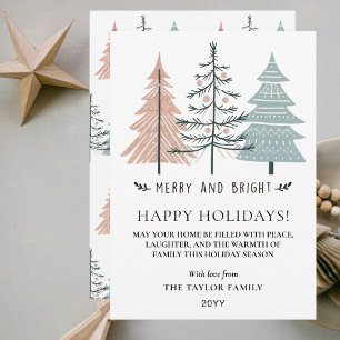 Cartes Pour Fêtes Annuelles Sapins de Noël Minimalistes Boho Gais et Lumineux