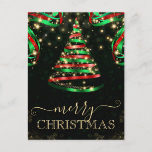 Cartes Pour Fêtes Annuelles Sapins de Noël scintillants verts et rouges