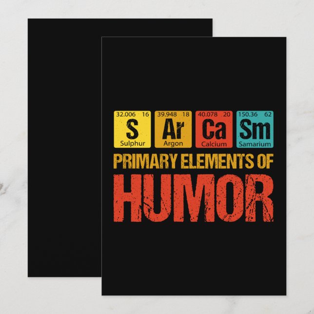Cartes Pour Fêtes Annuelles Sarcasme Éléments principaux de l'Humour (Devant / Derrière)
