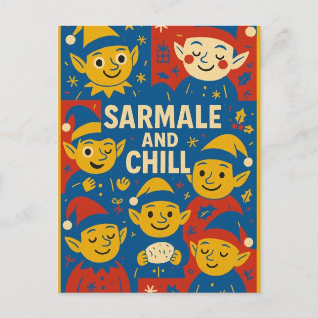 Cartes Pour Fêtes Annuelles Sarmale and Chill elves Christmas Card  (Devant)