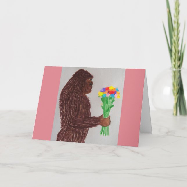 Cartes Pour Fêtes Annuelles Sasquatch fleurit l'amour (Devant)