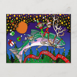 Cartes Pour Fêtes Annuelles Saumon de Noël