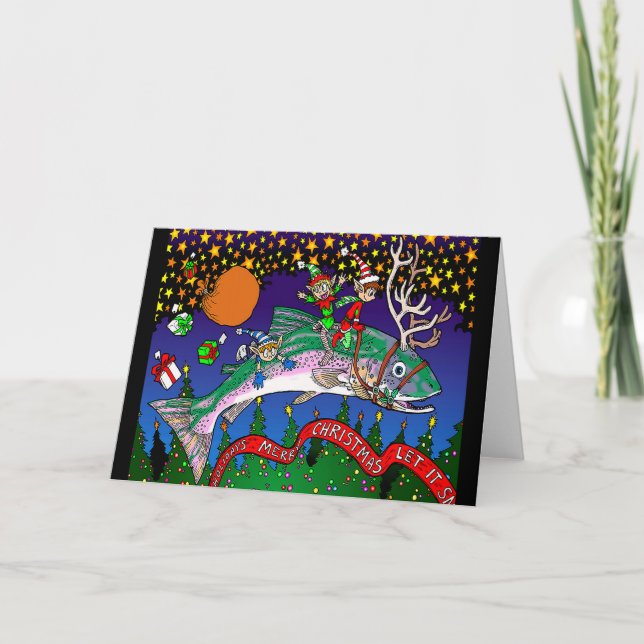 Cartes Pour Fêtes Annuelles Saumon de Noël (Devant)