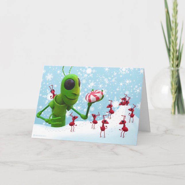 Cartes Pour Fêtes Annuelles Sauterelle et fourmis Chirstmas CardGrasshopper et (Devant)