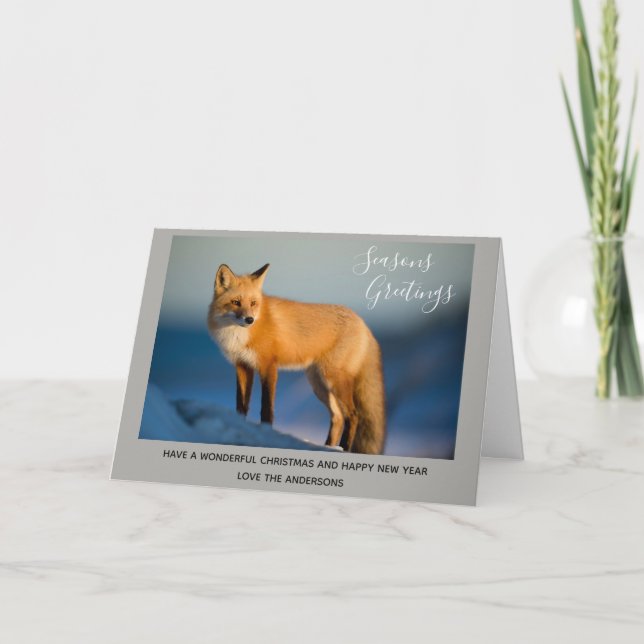 Cartes Pour Fêtes Annuelles Sauvage FOX Winter Snow Xmas Photo 2 personnalisée (Devant)